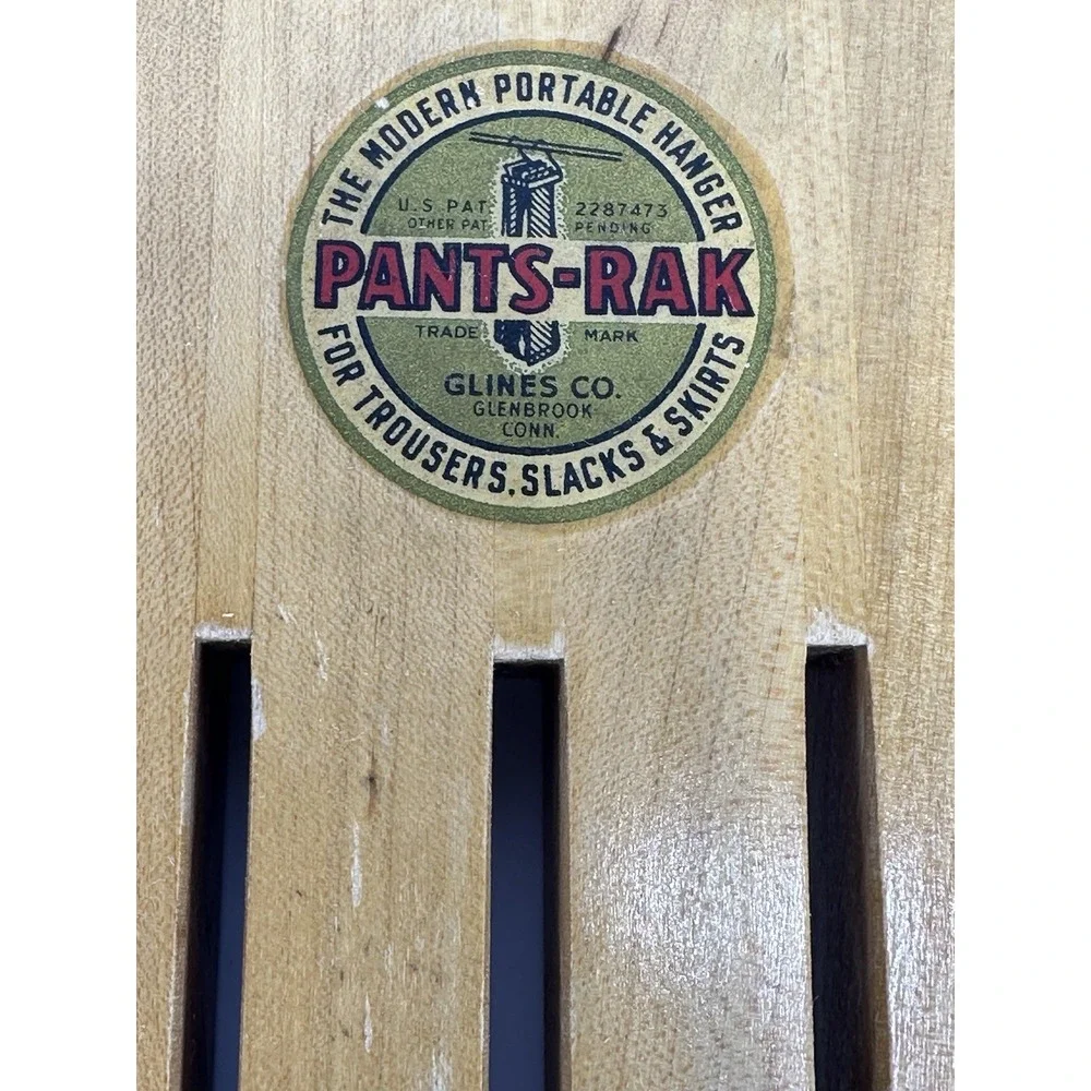 Vintage Glines Co Wood PANTS-RAK Portable Hanger for‎ Trousers Pants And Skirts